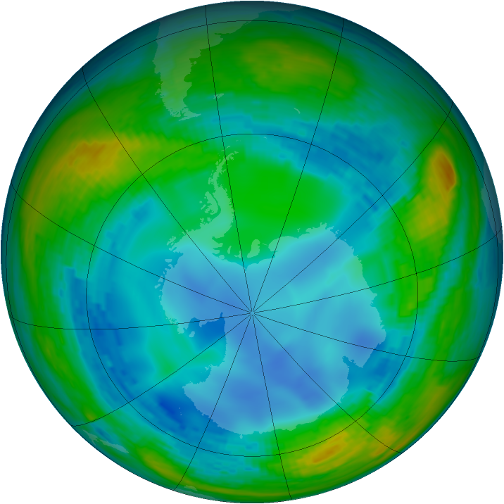 Antarctic ozone map for 02 August 1993